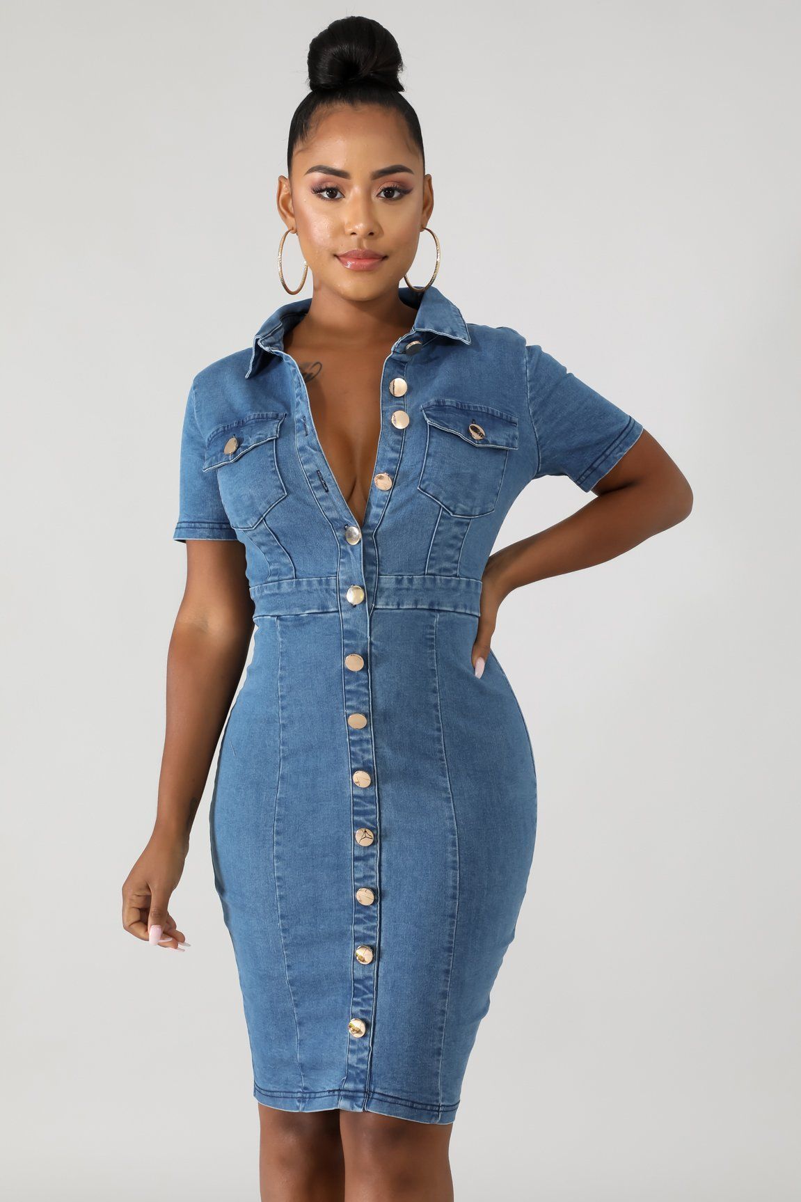 CM.YAYA Women Short Sleeve Button Up 