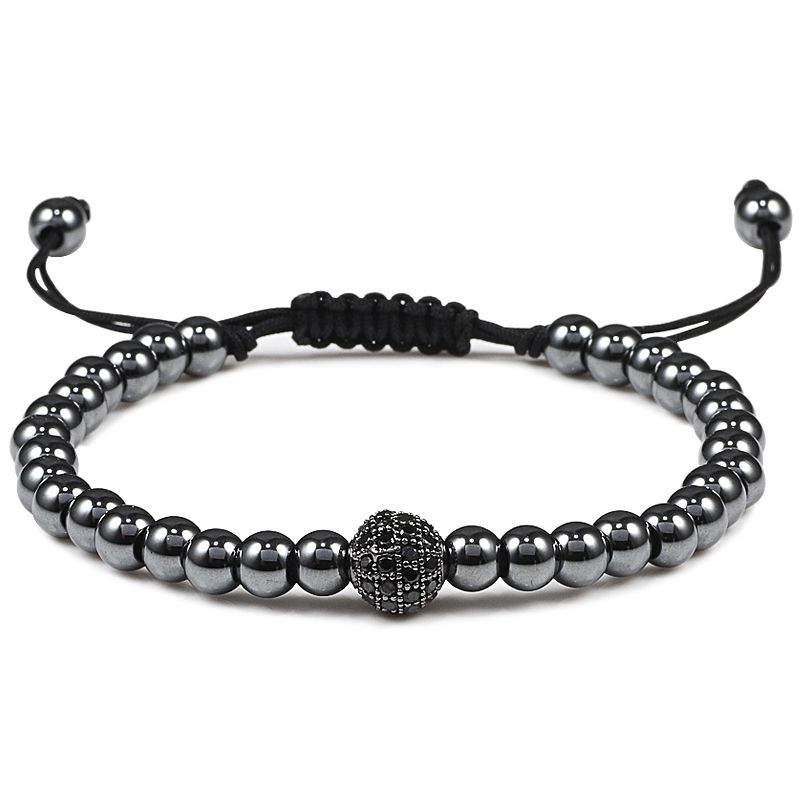 Pulsera Ajustable Para Hombres 5 Mm Cuentas De Cobre 4 Cz A Pulsera Ajustable Para Hombres 5 Mm Cuentas De Cobre 4 Cz A
