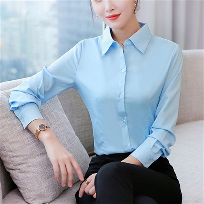 Camisas de las mujeres coreanas Mujeres de manga larga para Camisa de oficina de
