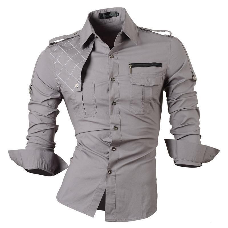Jeansian Men's Dress Shirts Casual Stylish Long Sleeve Designer 