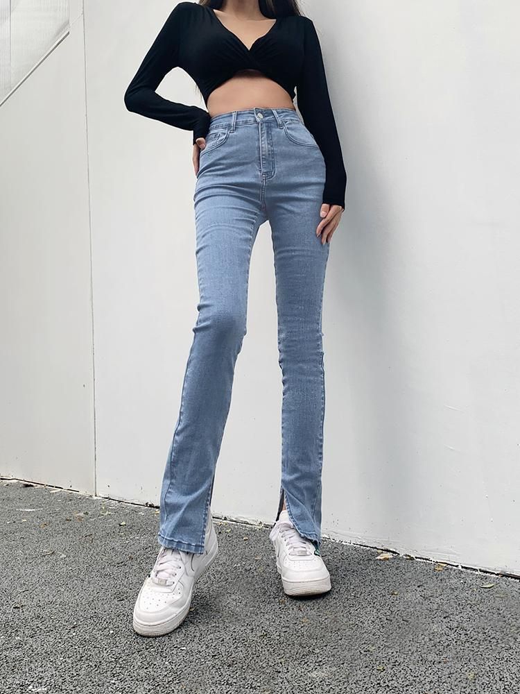Compra Pantalones Vaqueros De Mujer, Pantalones De Campana Pantalones  Ajustados De Montaje, Pantalones De Dobladillo Para Jeans Femeninos Barato  | Entrega Rápida Y Calidad | Es.Dhgate