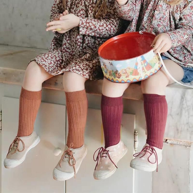 Chaussettes hautes en coton pour bébés filles et garçons, longues rayures,  pour l'école