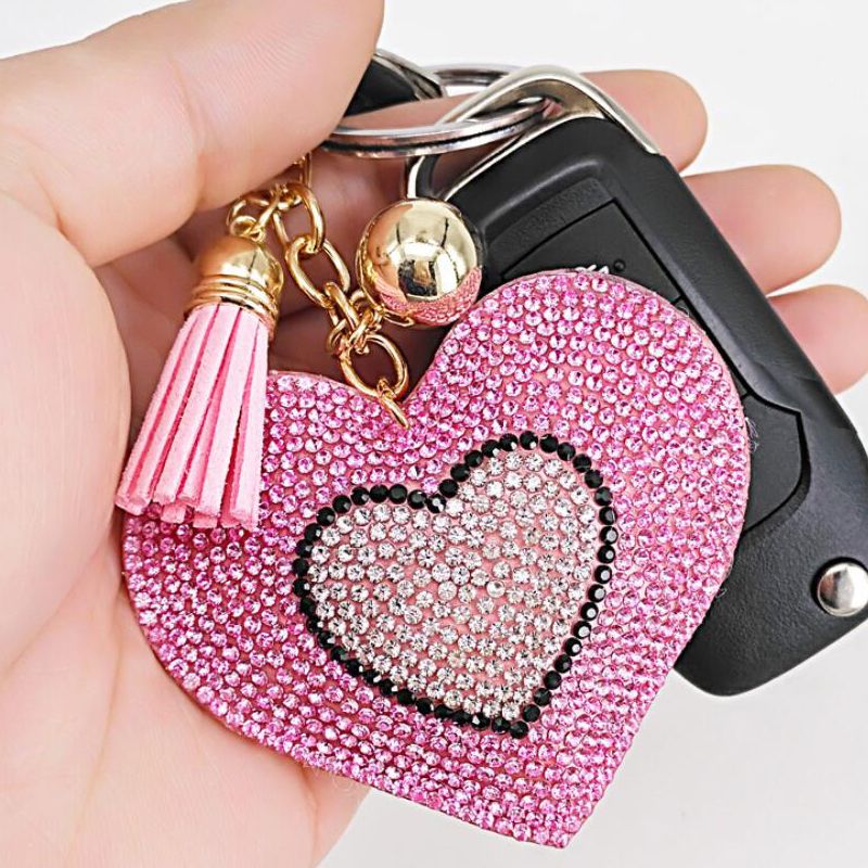 Corazón llavero de cuero tassel oro titular de llavero de Corazón llavero de cuero tassel oro titular de llavero de