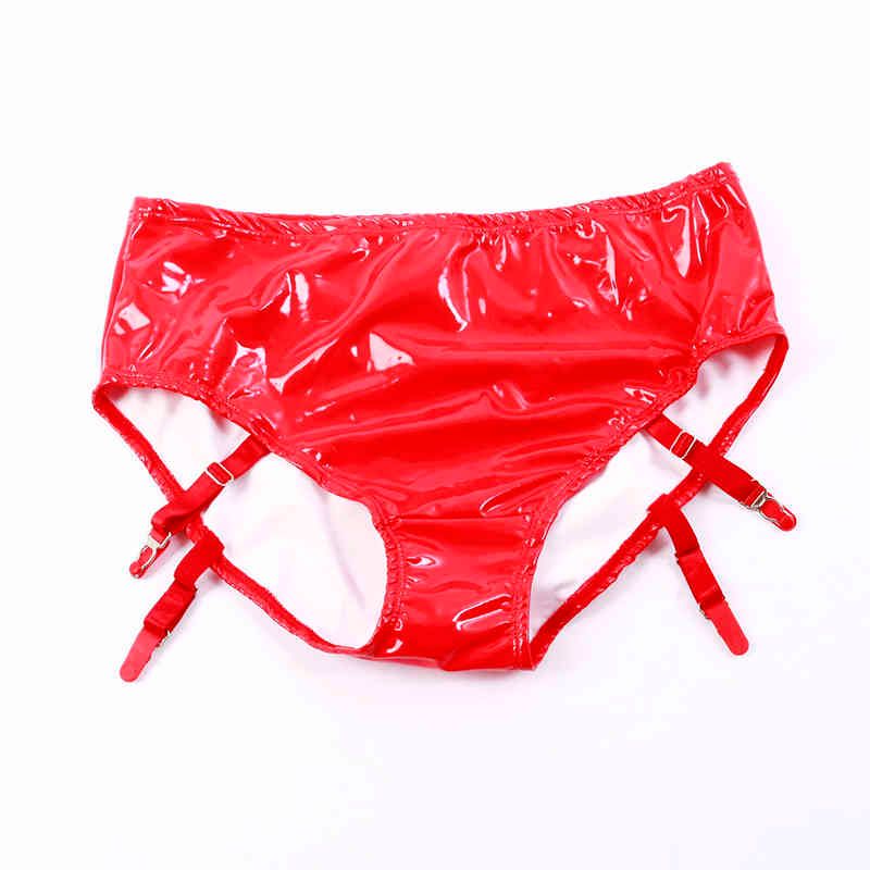 Womens Sexy Giarrettiera Cinture Perizoma Latex Ammonia Panties