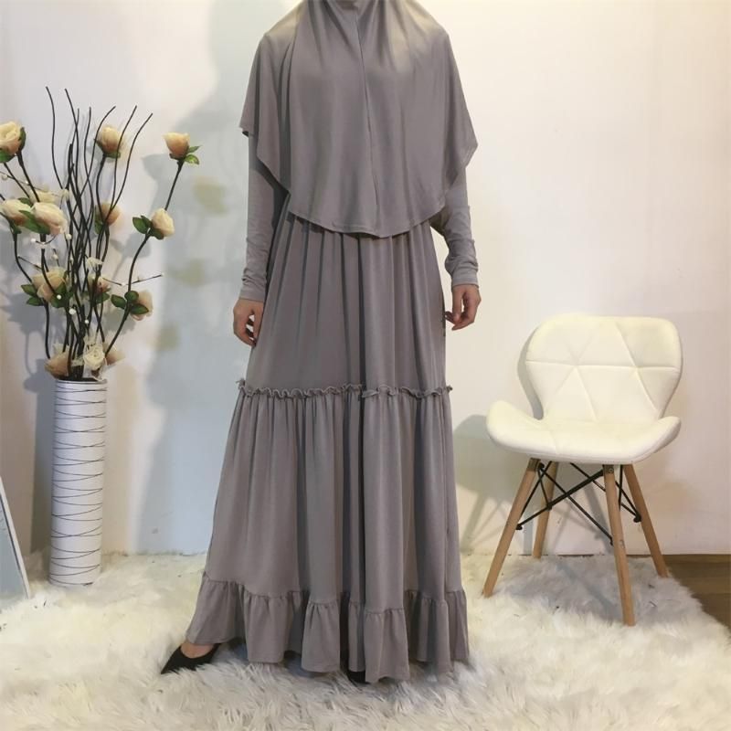 Casual Dresses Muslim Maxi Dress Autumn 2021 Long Khimar Malaysia Turkish  Islamic Worship Robe+Hijab Solid Milk Silk Arabic Clothes From Snailsawo,  $32.03 | DHgate.Com