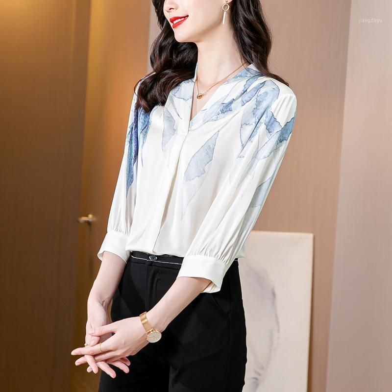 Blusas de mujer camisas de seda satinada suelta blusa casual moda botas largas botas largas top Blusas de mujer camisas de seda satinada suelta blusa casual moda botas largas botas largas top