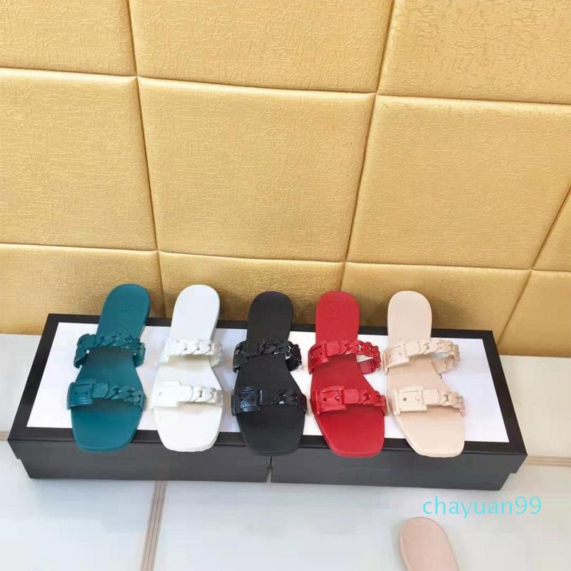 Compre 2021 Designer Mulheres Chinelo Luxo De Couro Genuíno Geléia  Sandálias Verão Outdoor Lady Marca Chinelos Moda Cadeia Plástica De Alta  Qualidade Plana Barato | Entrega Rápida E Qualidade | Pt.Dhgate