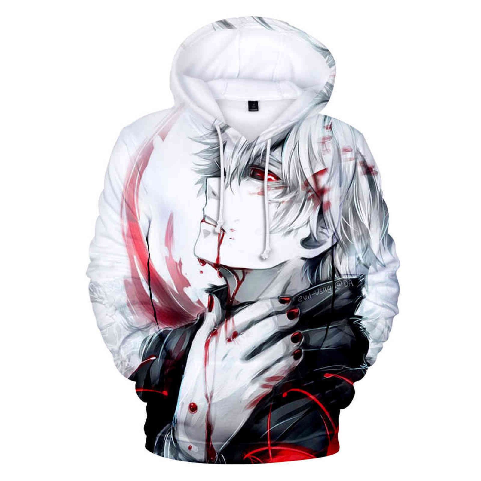 Tokyo Ghoul Hoodies Sudaderas Sudaderas Hombres / Mujeres Diseño de anime 3D Sudadera capucha