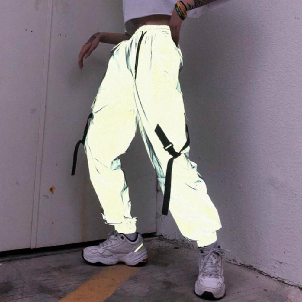 Jogger Carga Pantalones Mujeres Reflectante Luz Hip Hop Harajuk Corriendo  Pantalones Damas Alta Cintura Suelta Casual Pantalón Traje Baile Deporte De  27,49 € | DHgate