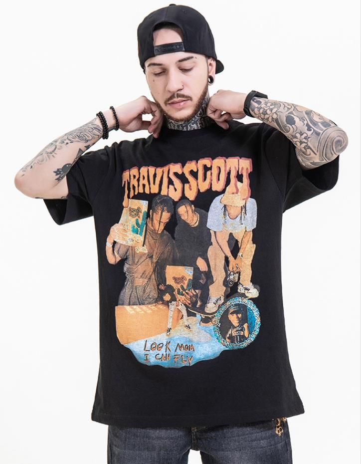 Compra 2021 Manga Corta Hombre Hip Hop T SHIRT Rap Celebrity Figure Travis  Scott Impreso Extranjero Superficie Mirada Mamá I PUEDE VOLAR LETRAT PRINT  Barato | Entrega Rápida Y Calidad | Es.Dhgate