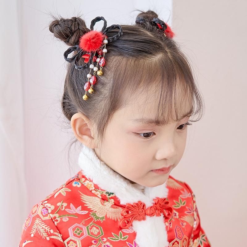 Hair Accessories Chinese Style Vintage Girl Hairpin Long Tassels Headband Clips Kids Red Traditional Flower Headwear Cute Hair Accessories Chinese Style Vintage Girl Hairpin Long Tassels Headband Clips Kids Red Traditional Flower Headwear Cute
