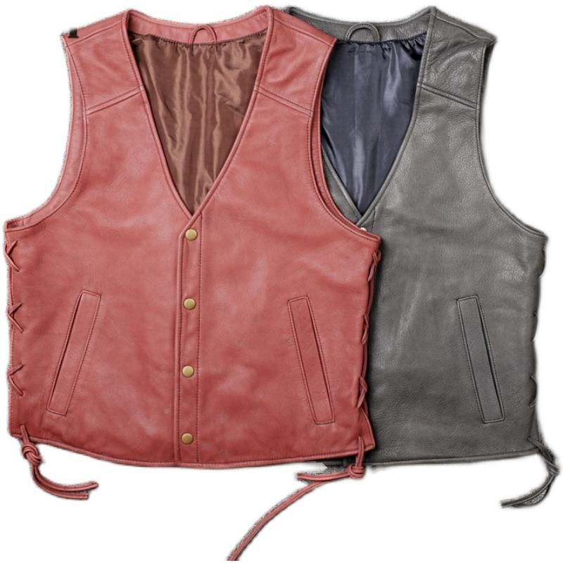 Compra Chalecos Para Hombres Hombres Chaleco De Cuero 100% Piel De Oveja  Motocicleta Cuerda Ajustable Moto Chaquetas Sin Mangas Sin Mangas Asiáticas  S 3XL Barato | Entrega Rápida Y Calidad | Es.Dhgate