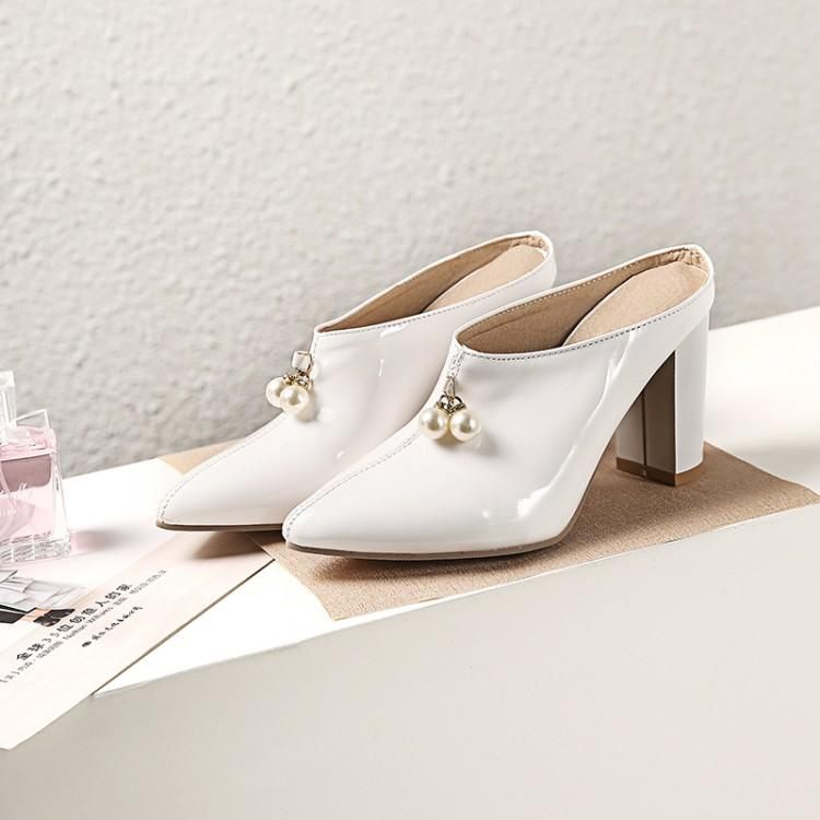 White Pearls Mules