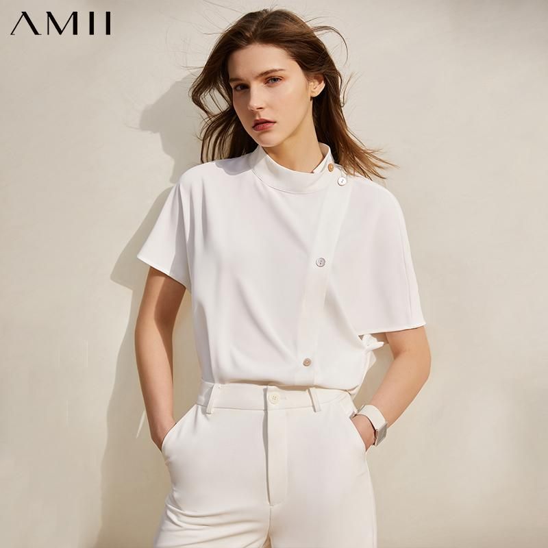 Compra Camisas Blusas Para Mujer Amii Minimalismo Camisa De Verano Para  Mujeres Moda Soporte Sólido Soporte Botón Blusa Femenina Suelta Causal  12140269 Barato | Entrega Rápida Y Calidad | Es.Dhgate
