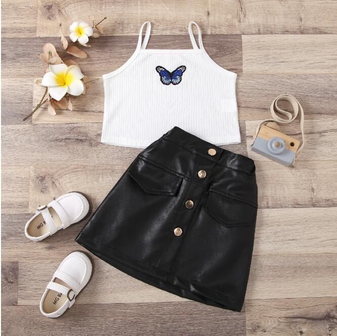 Compra Conjuntos Pre Venta Ahora Haga Un Pedido Para Niñas Ropa Vestida +  Faldas De Cuero Botones Niños Bebé Barato | Entrega Rápida Y Calidad |  Es.Dhgate
