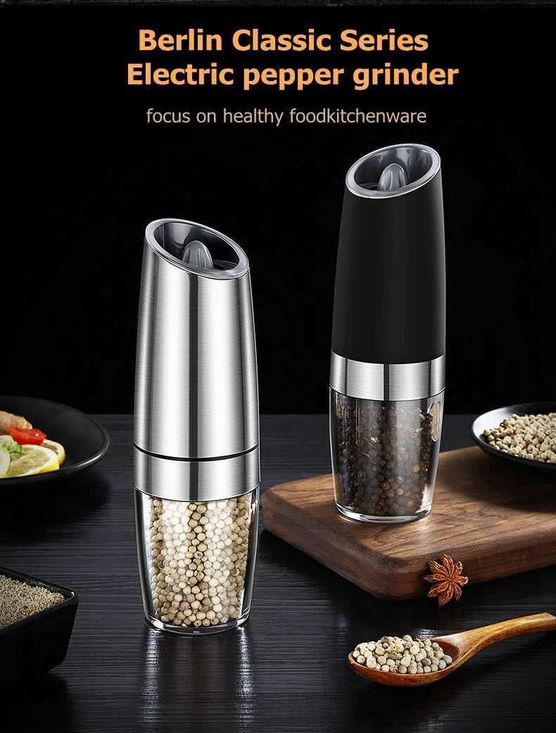 Electric Automatic Mill Pepper and Salt Grinder LED Light Peper Spice Grain  Mills Porcelain Grinding Core Mill Kitchen Tools