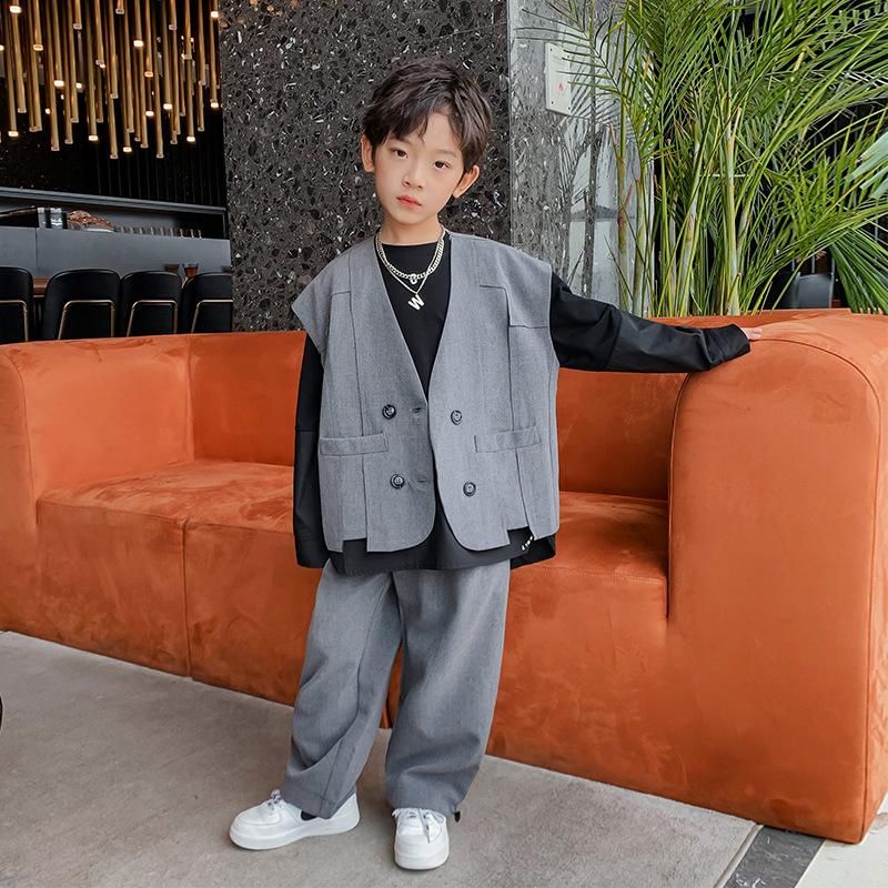 Compre Conjuntos De Ropa Moda Trend Spring Fall Boy Traje Formal  Adolescente Niños Danza Hip Hop Traje Niños Color Sólido Chalecos Blazers +  Pantalones + Puntove A 37,54 € Del Luohuazhiwu | Es.Dhgate.Com