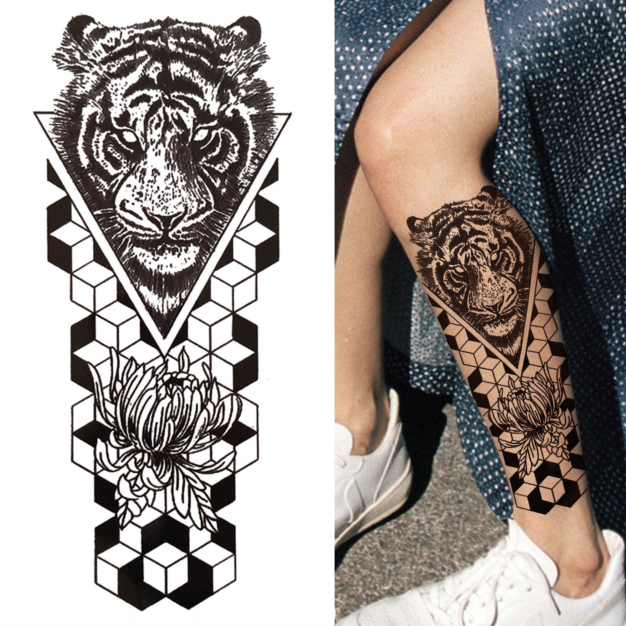Waterproof Temporary Tattoos Sticker tattoo Stickers For Women Girls arm Rose Large Tiger Flower Fake sleeve Waterproof Temporary Tattoos Sticker tattoo Stickers For Women Girls arm Rose Large Tiger Flower Fake sleeve