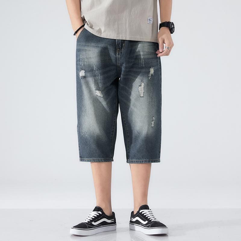 Mens Jeans Capri Pants Men Cropped 