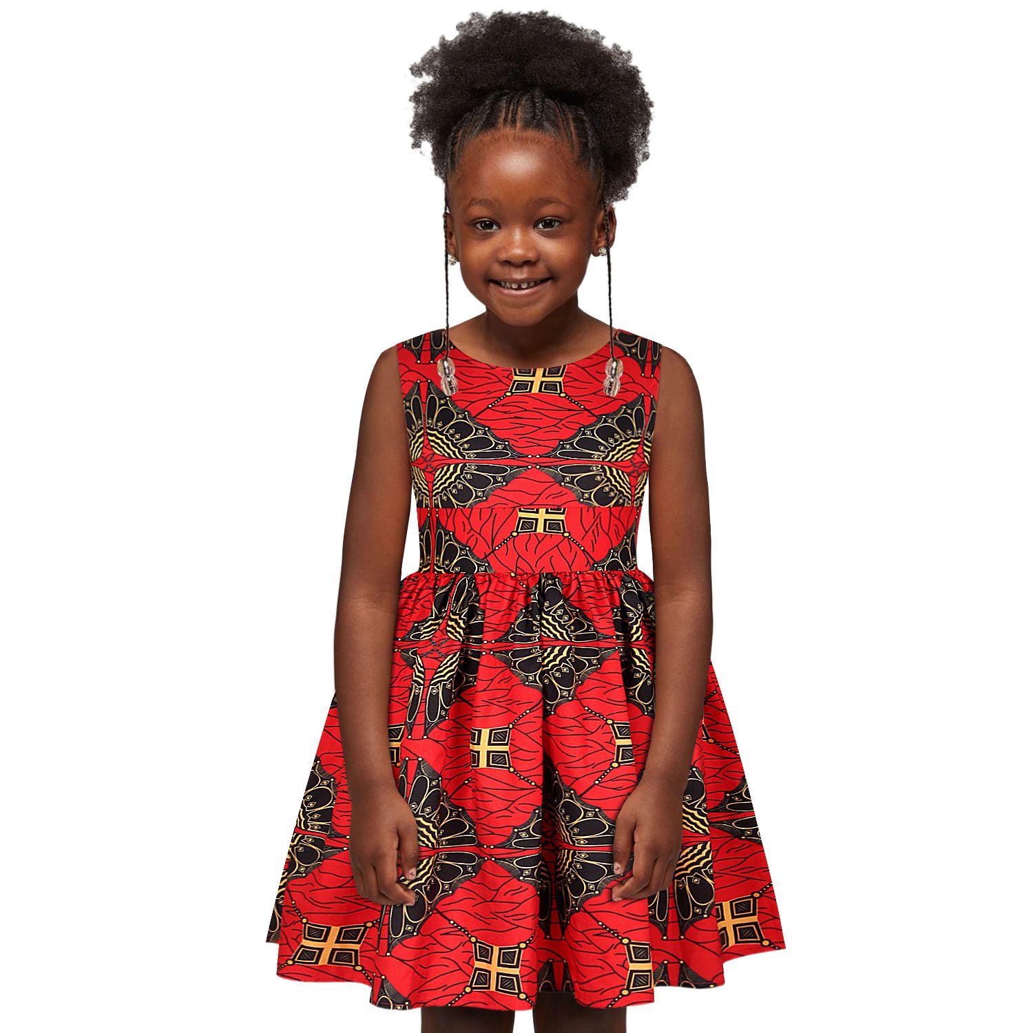 Moda vestidos africanos para niñas 6-13 edad dashiki impresión sin mangas princesa niños