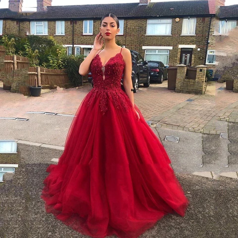 Compra Vestidos De Fiesta Rojos 2021 Mujeres Fiesta Noche Largos Vestidos  Gala Encaje Apliques Flores Vestidos De Noche A Line Letins Bobe De Soiree  Barato | Entrega Rápida Y Calidad | DHgate
