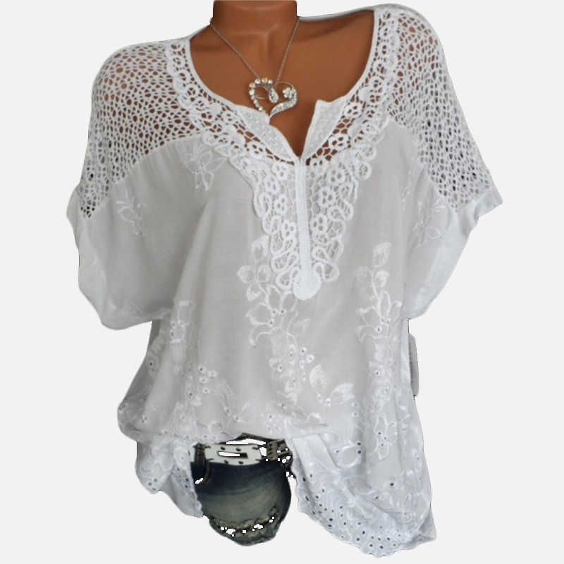 Compra Blusa De Encaje Con Cuello En V Blanco Tops Tallas Grandes Tamaño  5XL Crochet Batwing Bordado De Manga Corta Bovinos Blusas De Verano Summer  Poed Top 210527 Barato | Entrega Rápida