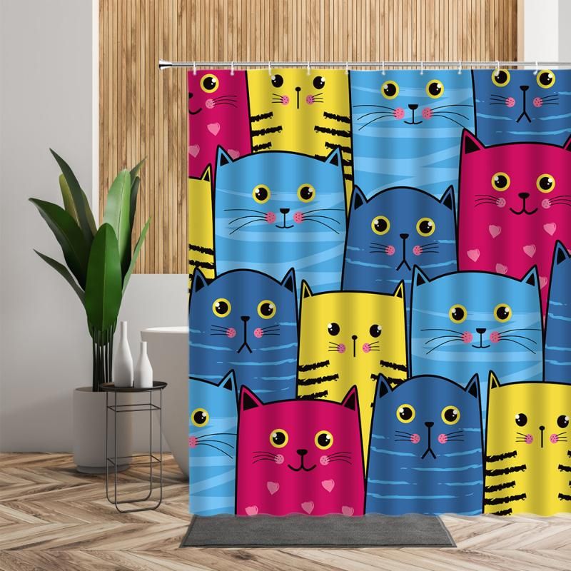 Colorful Pattern Shower Curtain Bathroom Waterproof Home Decor 120x180