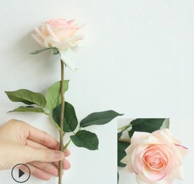 # 6 fiore di seta artificiale rosa bianco