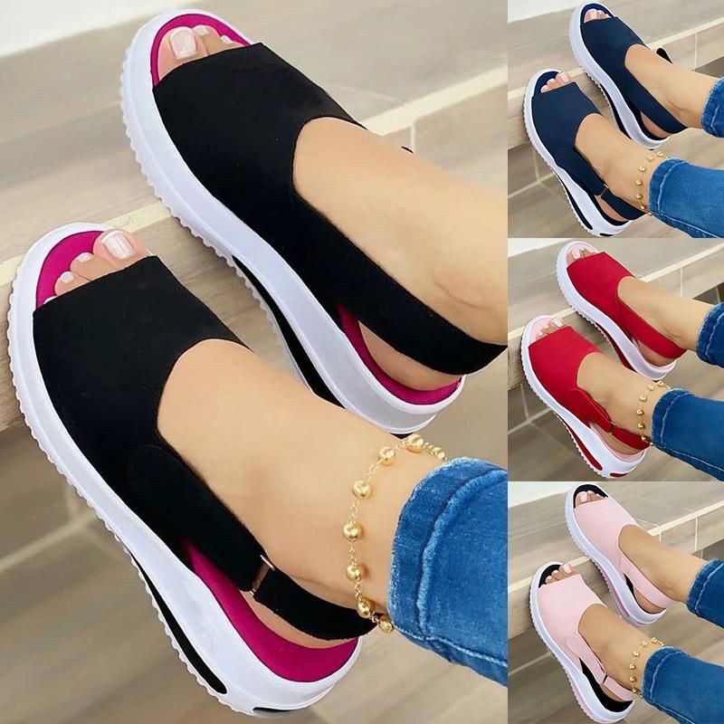Women Fish Mouth Shoe Chinese Style Progressive Color Embroidered Sandal New 
