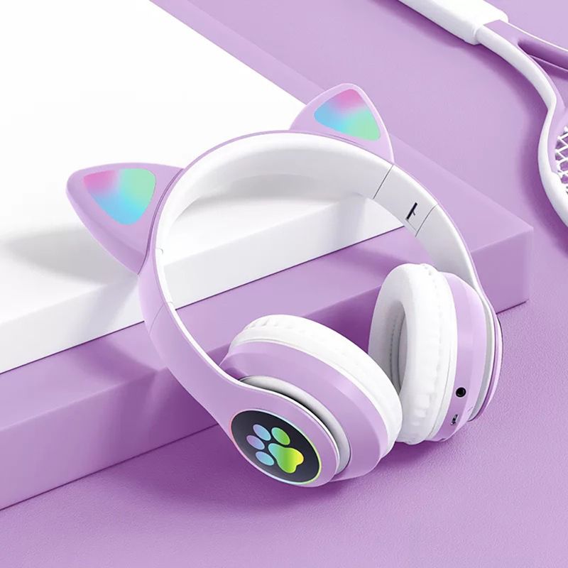 Compre O Melhor E O Mais Recente Estilo Fones De Ouvido Sem Fio De Orelha  De Gato STN 28 Fone De Ouvido Bluetooth Piscando 5.0 Esportes Sem Fio E  Cartão De Lazer
