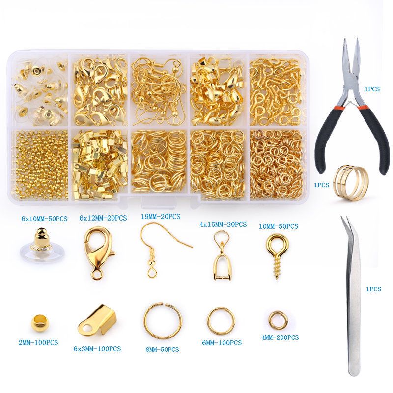 Alloy Accessories Jewelry Findings Set Jewelry Making Tools Copper Wire  Open Jump Rings Earring Hook Jewelry Making Supplies Kit