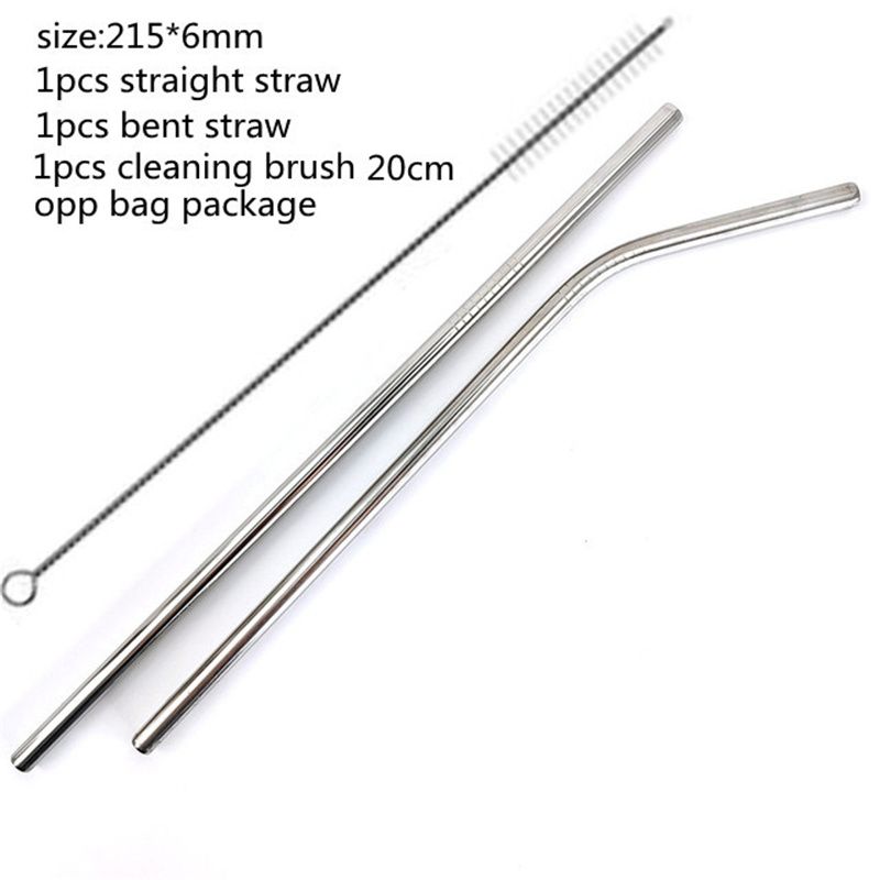 215mm straight bent straw+brush