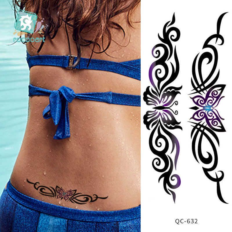 Rocooart 1pcs Hot Red lotus flower Water Transfer Tattoo Stickers Back Waist  Women Art Temporary Tattoo