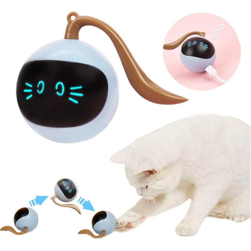 Cat Toys Pet Smart Interactive Toy Colorful LED Self Rotating Ball USB Rechargeable Kitten Electronic For Dog Kids