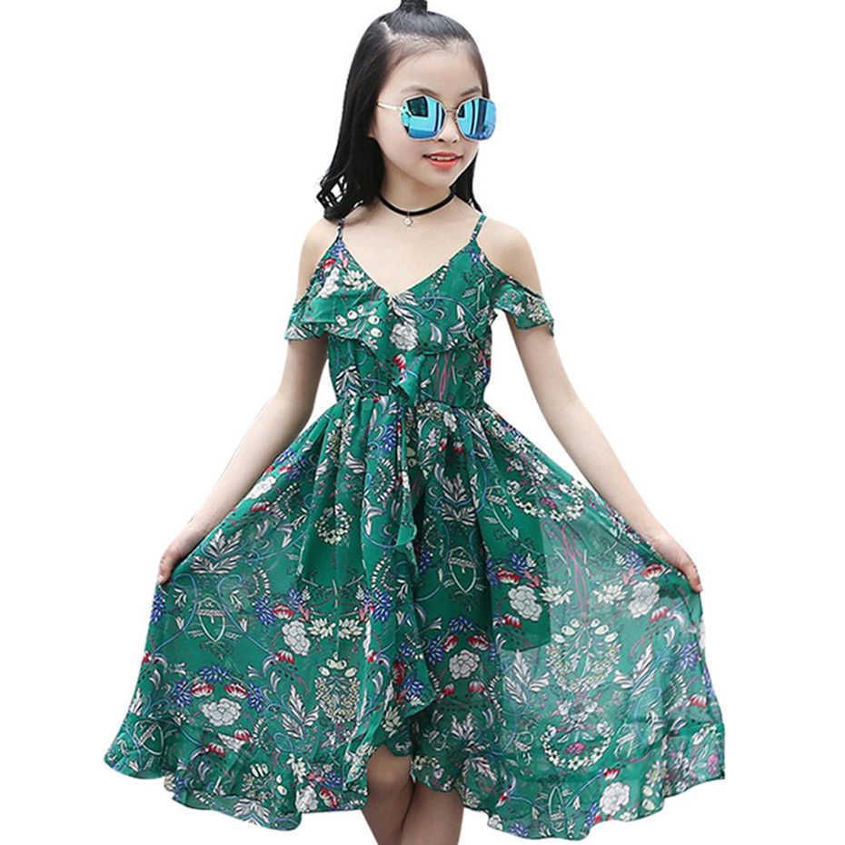 Aixinghao Girls Bohemian Vestido de verano para niñas Casual Girls Beach Sundress Adolescente Niños