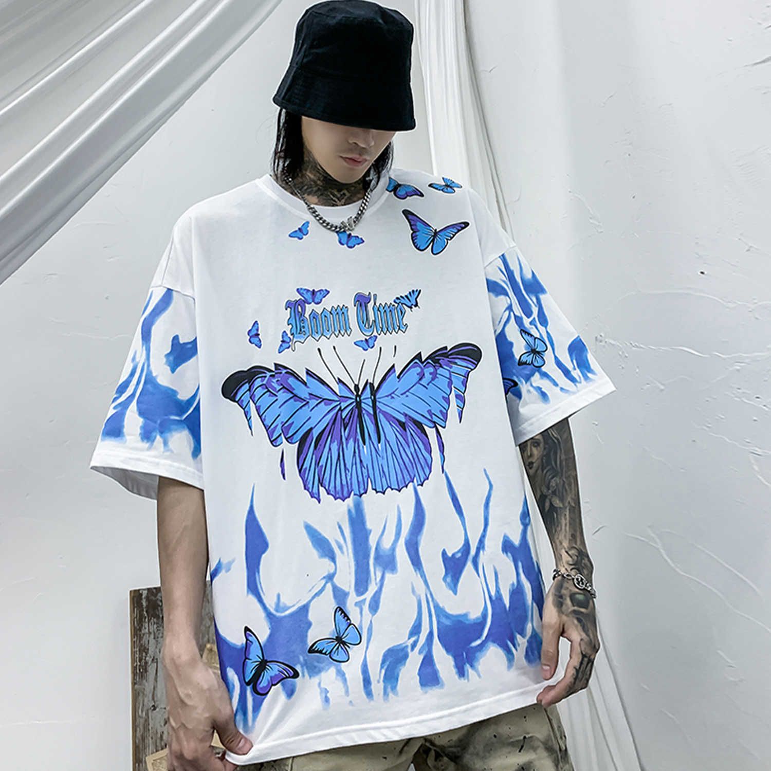 blue flame butterfly shirt
