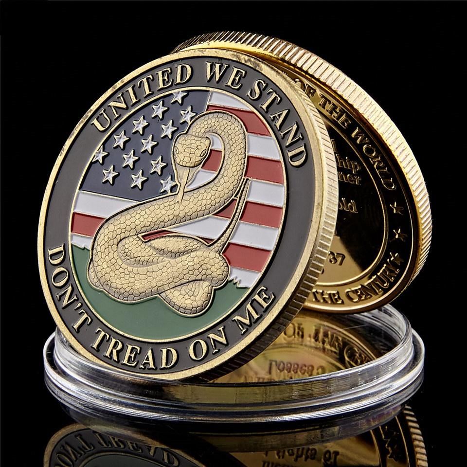 Bronze Challenge Coin Collection USA Dichiarazione di Independence Liberty Bell e non calpestare ME Snake Pattern monete commemorative