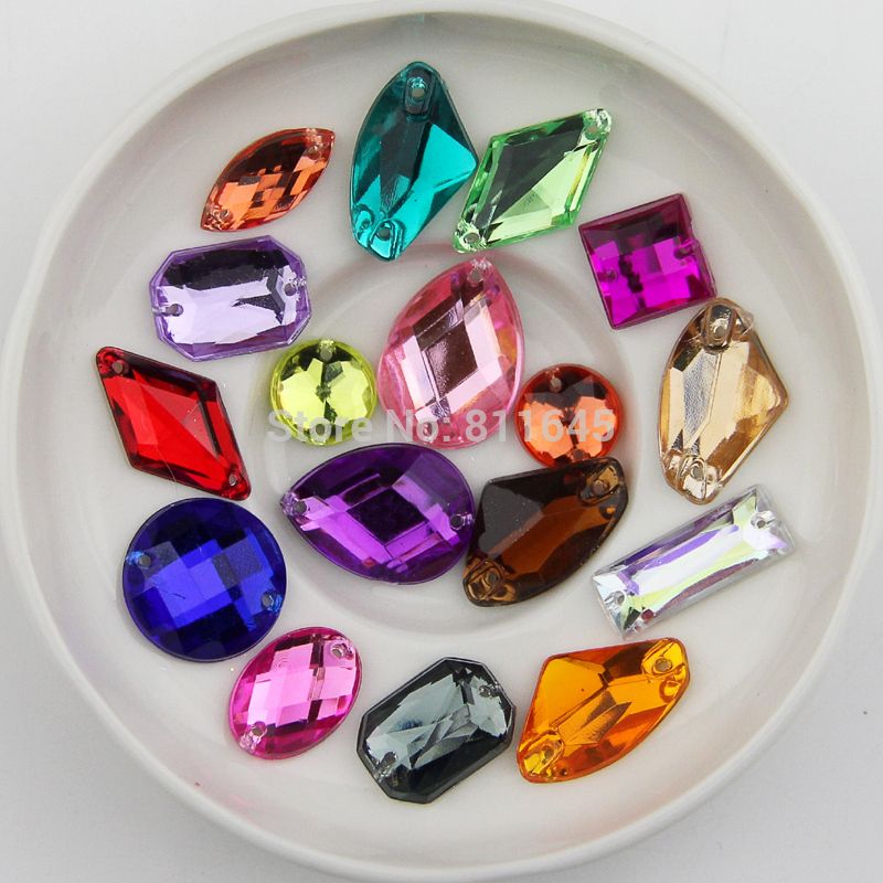 New Arrival Mix Color / Shape Rhinestone Non Hotfix Sew On Rhinestones  Acrylic Rhinestone Buttons,Sew On Stones Gems DIY From Xiaofuyou1, $17.09