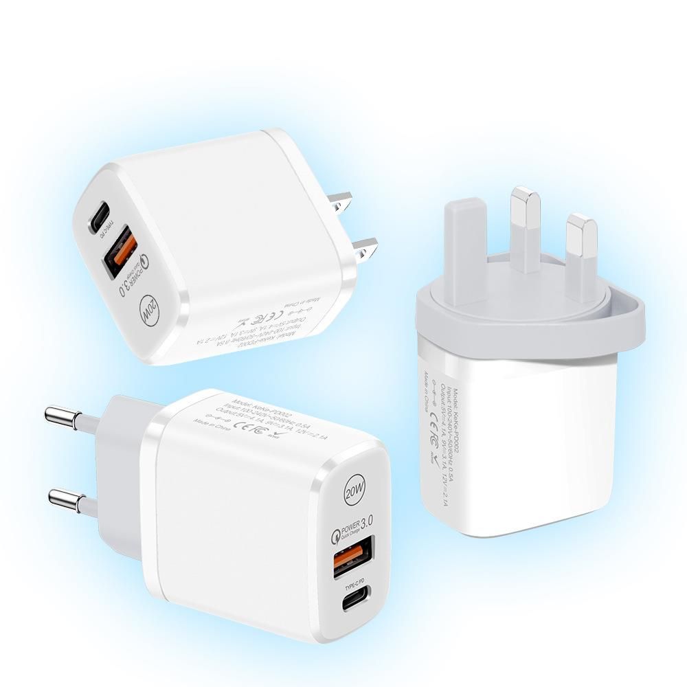 white 20w QC3.0 USB+PD charger NO box