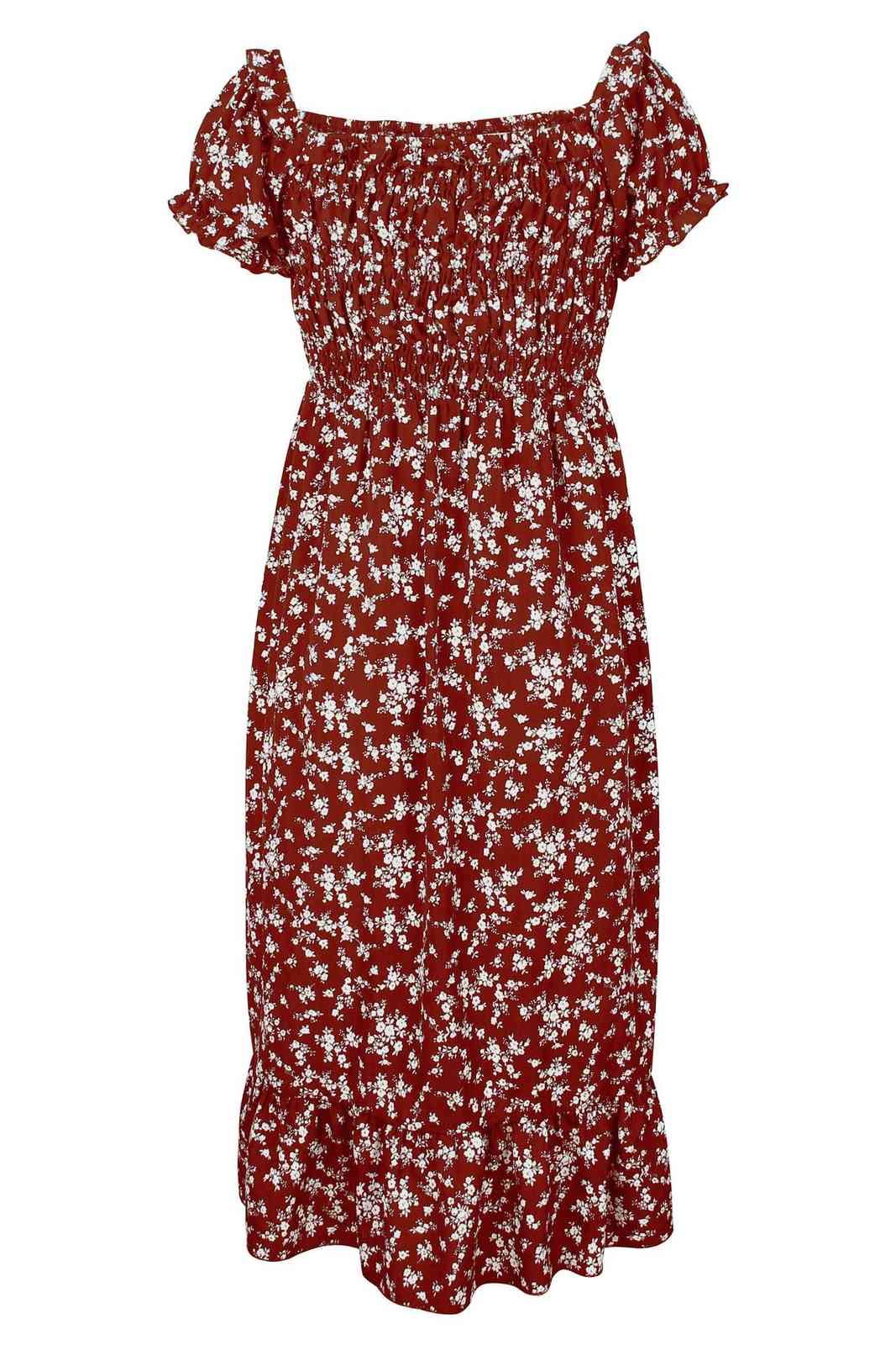 Vestido largo de moda elegante suelta Bohe Bohe Bohe Bust elástico Busto plisado Vestidos largos Playos Vestido de playa de verano 210524 Vestido largo de moda elegante suelta Bohe Bohe Bohe Bust elástico Busto plisado Vestidos largos Playos Vestido de playa de verano 210524