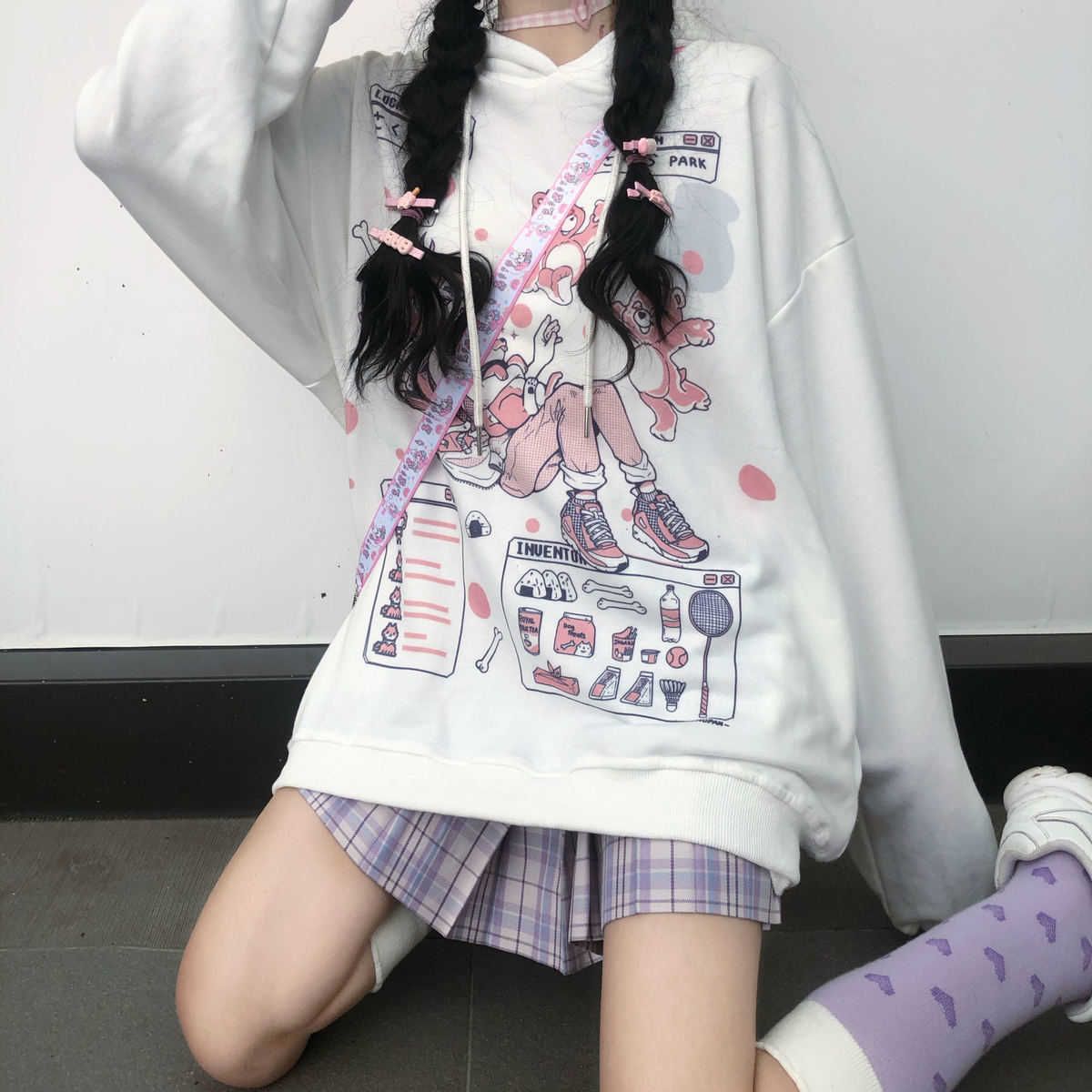 Kawaii Anime Harajuku Hoodie Women Ullzang Cute Cartoon Korean Style Sweatshirt Fashion Graphic Female Tops Woman Clothes 210809 Kawaii Anime Harajuku Hoodie Women Ullzang Cute Cartoon Korean Style Sweatshirt Fashion Graphic Female Tops Woman Clothes 210809