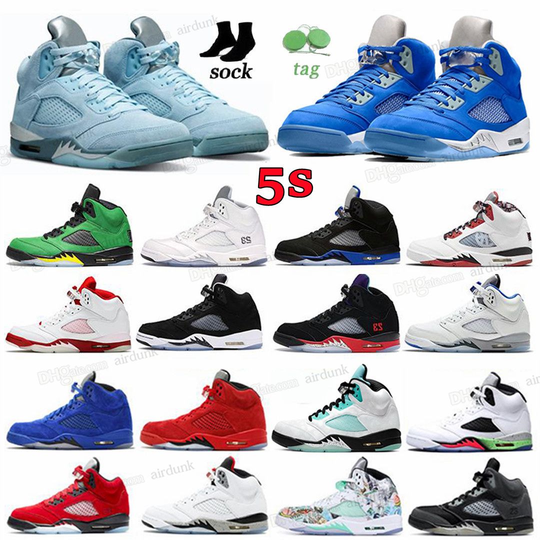 2021 air Jordan 5  jordán Jordans 5s oreo aj5 Unión Chaussures de basketball  Blanc X Voile Noir Muslin Grey Quels alternez l'Oregon Bel Rose Foam Light Aqua GS Femmes Sneakers