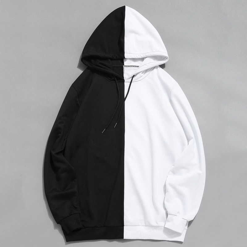 Compra Manga Larga Hombre Con Capucha Hoodies Hampa Half Blanco Negro  Fresco Llano Hoddies Hombres Patchwork Sudadera Con Capucha Hombre Moda  Barato | Entrega Rápida Y Calidad | Es.Dhgate
