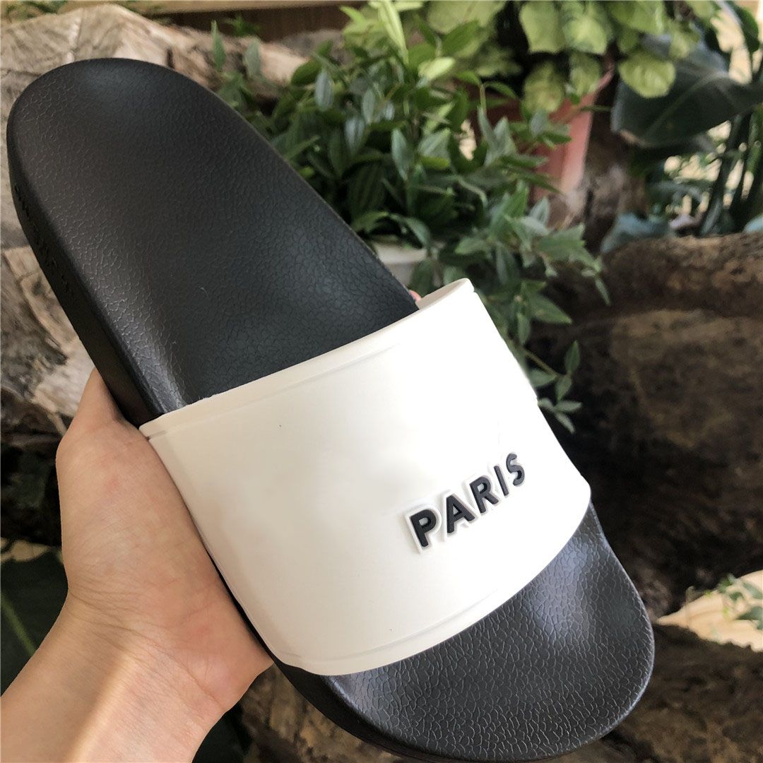 Compre Hombre Para Mujer París París Slippers Slippers Sliders Sandalias  Ladies Beach Black Blanco Slipper Flip Flaops Multicolors Top Calidad  Slider 35 45 A 1 € Del New_shoesstore | Es.Dhgate.Com