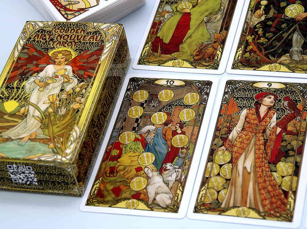 Golden Art Nouveau Tarot Deck 78 Cards with Guidebook Occult