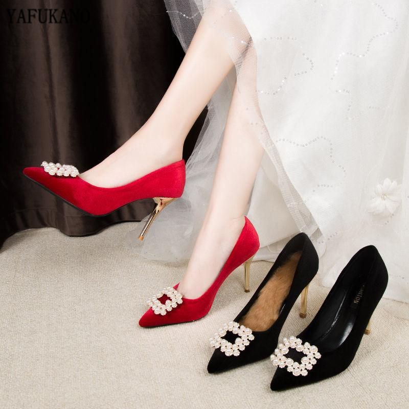 Zapatos de vestido Rojo Dama de honor Boda Sexy Stiletto Tacones altos Hebilla de Lujo Película Zapatos de vestido Rojo Dama de honor Boda Sexy Stiletto Tacones altos Hebilla de Lujo Película