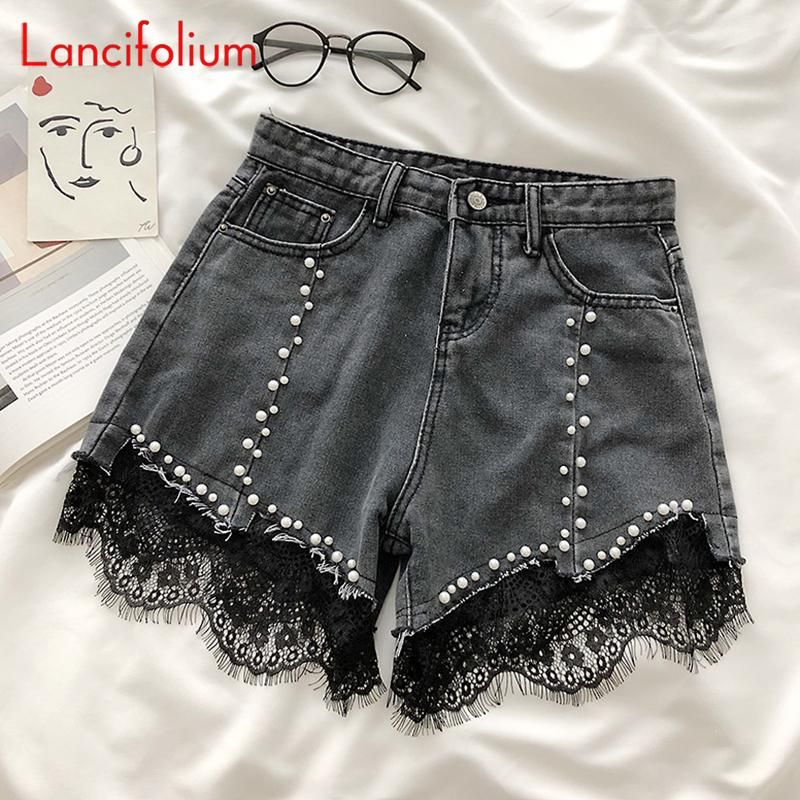 Koop De Beste En Nieuwste Geslacht Womens Shorts Hoge Taille Jean Dames  Zomer Kralen Kaars Koreaanse Stijl Denim Dames 2021 Wide Pen Sexy Black  Girl Femme |DHgate
