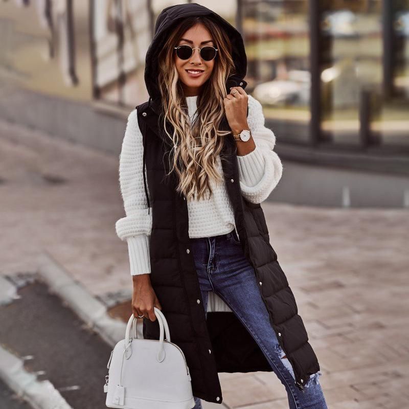 Compra Chalecos De Mujer Cálido Casual Dama Breve 2022 Mujeres De Invierno  De Moda De Moda Con Capucha Sin Encimera De Ropa Exterior Chaleco Blusa  Camisas Capa Femme Sudadera Barato | Entrega