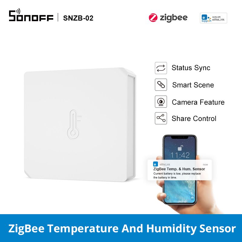 SONOFF SNZB-02 - ZigBee Temperature And Humidity Sensor Work with ZB Bridge Real-Time Reading via eWeLink APP