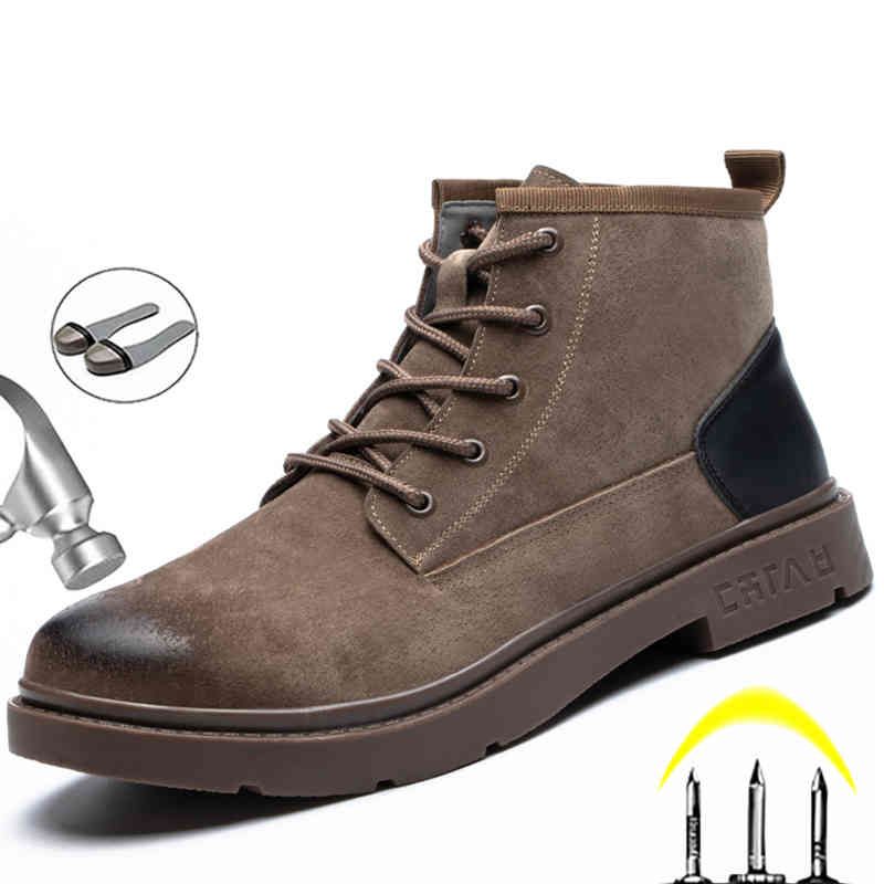Botas de seguridad de trabajo de cuero genuino para hombre zapatos Botas de seguridad de trabajo de cuero genuino para hombre zapatos